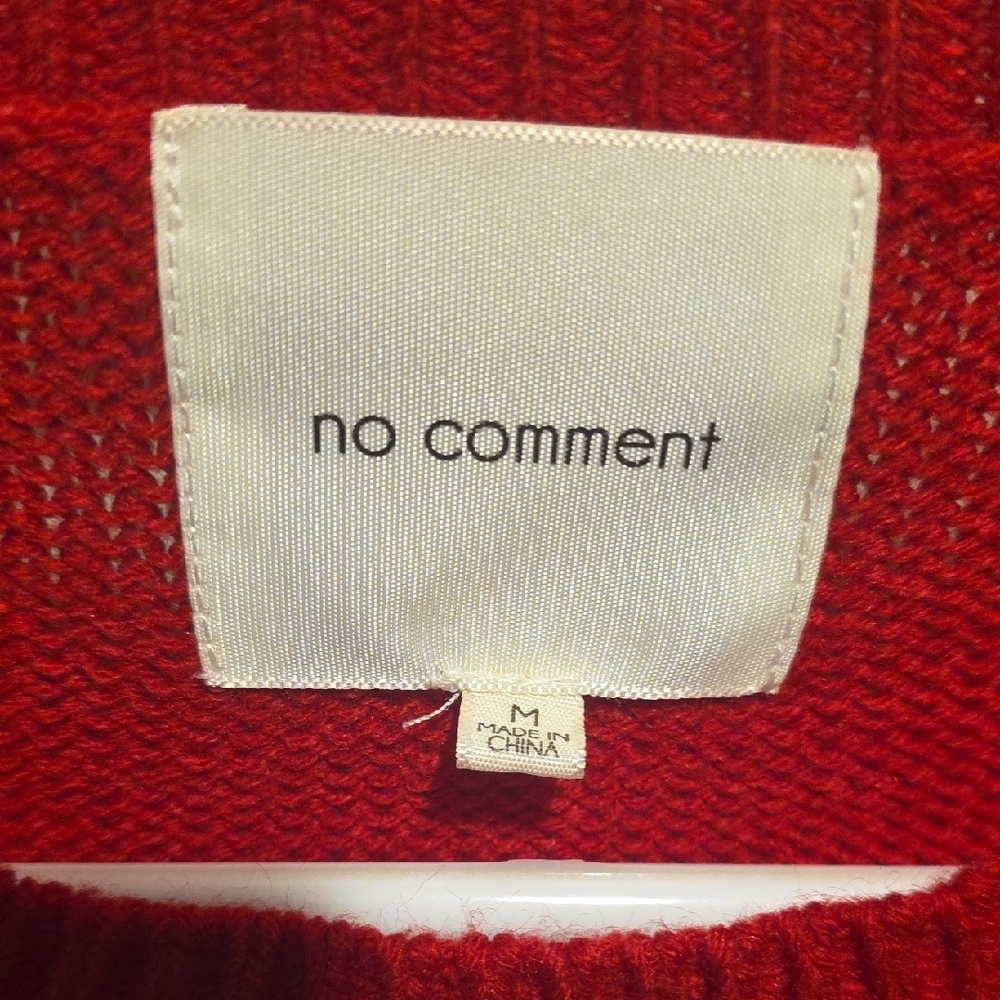 (J34) NO Comment XOXO Bold Red Crew Neck Sweater Sz M - Picture 3 of 5